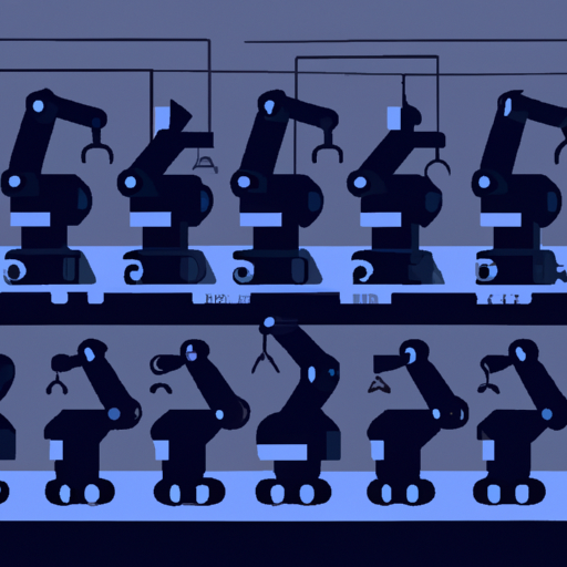 1. המחשה של רובוטים המונעים בינה מלאכותית המייעלים את פעילות המפעל.