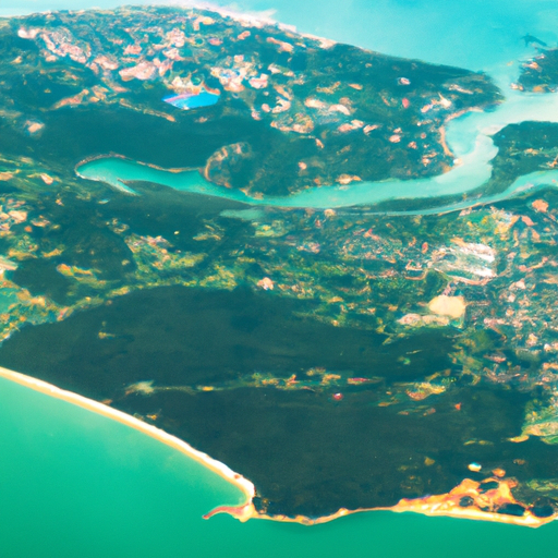 מבט אווירי של פוקט המציג את החופים המדהימים של האי ומי הטורקיז